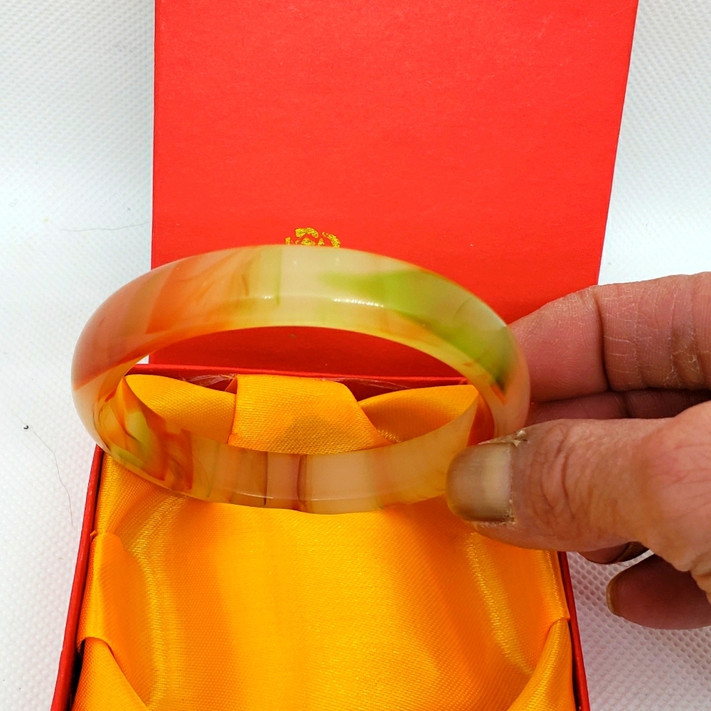 Multi Colored Watermelon Jade Bangle Bracelet - image 3